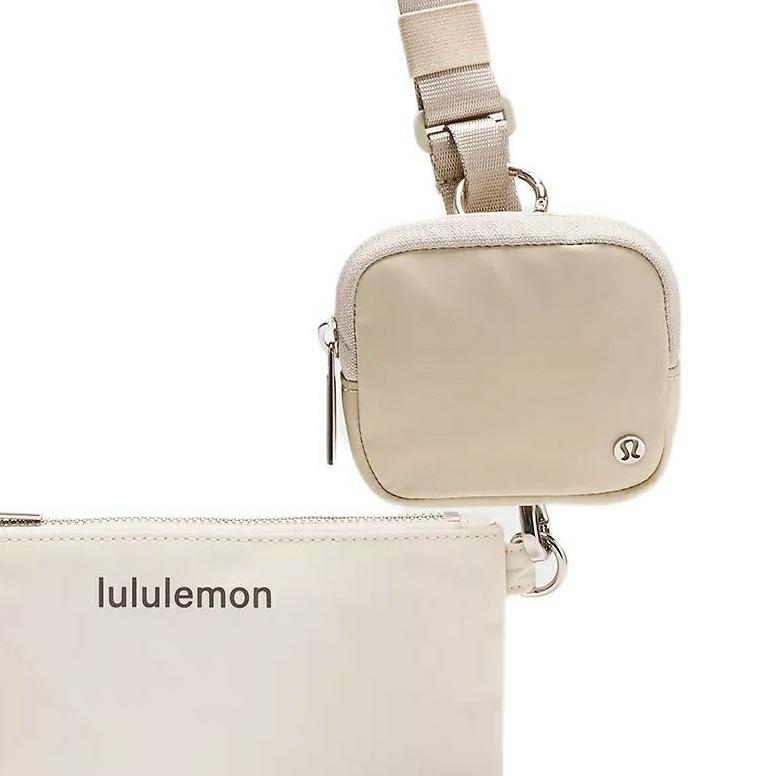 Lululemon Dual-Pouch Sling Casual Fashion Zipper Closure Nylon Shoulder Crossbody Bag Unisex Bags Natural-Linen Bone LU9C16S-060510