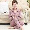 Spring and Autumn Pajamas Women's Pure Cotton Long-sleeved Women's Middle-aged Mother Cardigan Lapel Thin Loungewear Set