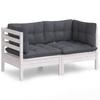 vidaXL 2-Sitzer-Gartensofa mit Anthrazit Kissen Massivholz Kiefer