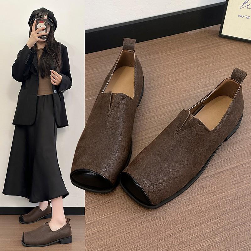 

Нишевые Минималистичные Лоферы с Квадратным Носком, Универсальные Лоферы для Повседневной Носки с Одной Педалью, Женские Одинарные Туфли на Весну и Осень 40