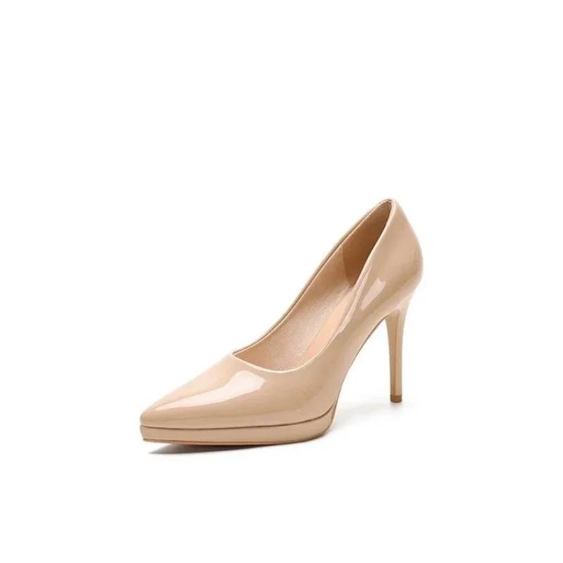 2025 Höst Nya Fina Höga Klackar Enkla Skor för Dammode Spetsiga Grunda Mun Temperament Höga Klackar