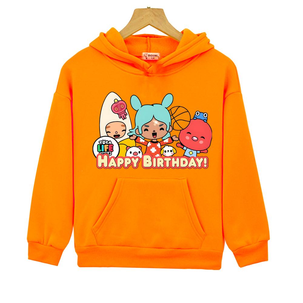 2026 New Toca Boca HAPPY BIRTHDAY! Hoodie for Boys Girls Kids Hoodies Cartoon Print Hoodie Children Clothing Clothes