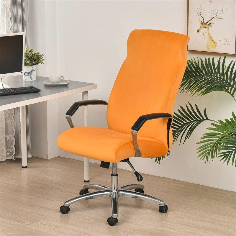 Soft Velvet Office Chair Covers Elastic Computer Chair Cover Non-Slip Gaming Seat Slipcover with Zipper Washable Chair Protector