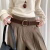 Retro Mellard Edge Suede Leather Belt For Women With Alloy Buckle Casual Style
