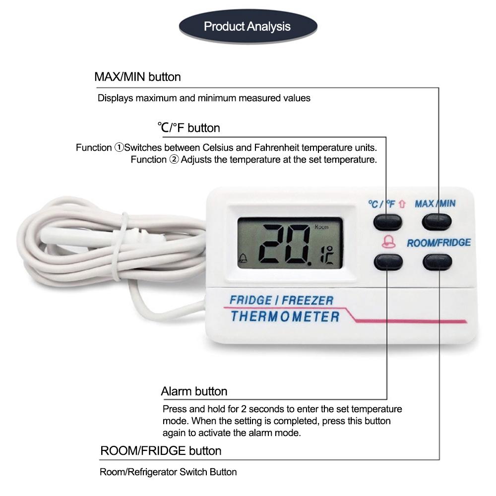 Electronic Digital Refrigerator Thermometer Food Thermometer -50℃~70℃/ -58℉~158℉ Indoor and Outdoor Temperature Measurement