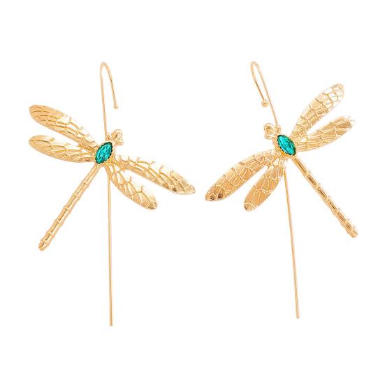 Dragonfly Ear Stud Animal-Inspired Jewelry with Red Green Faux Gem Accents Vintage Style Earrings Unique Gift for Women