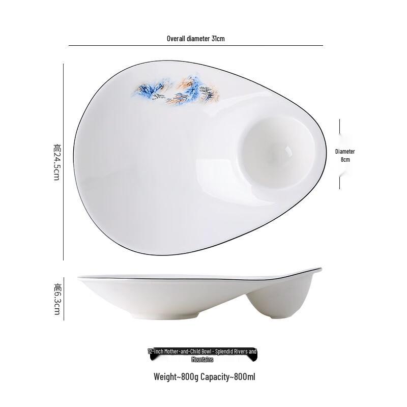 Nordic Ceramic Dumpling Plate with Sauce Dish