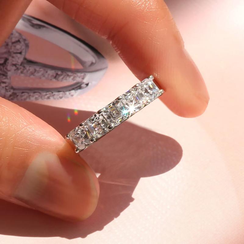 Huitan Simple Style Square Zirconia Rings Women Versatile Fashion Accessories for Engagement Women Daily Wearable Finger Jewelry