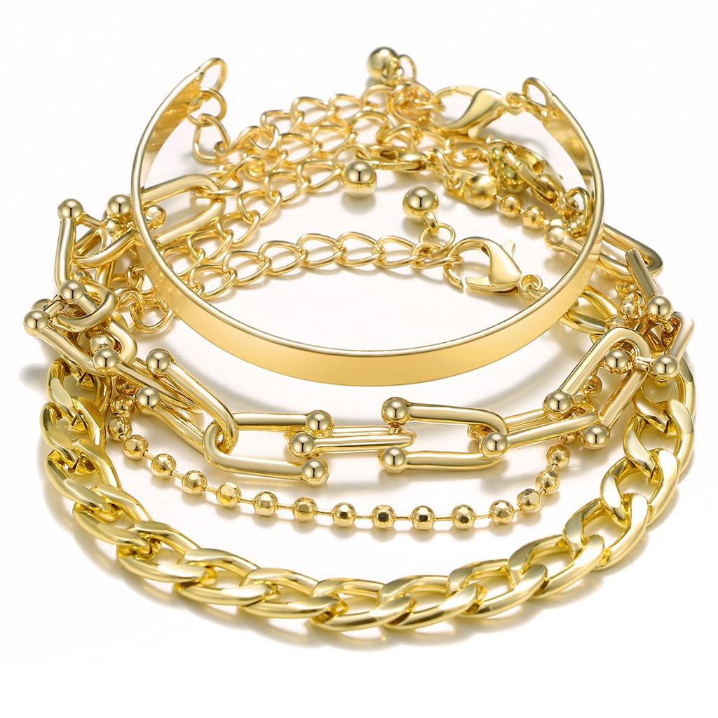 Retro Thick Chain Bracelet Set - Retro Bracelets - Women's Hand Chain Set