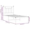 VidaXL Cadre de lit métal avec tête de lit blanc 75x190 cm 353576