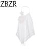 Zbzr Autumn New Women Clothes Neck Collar Embroidered Flower Asymmetric Top Vest 6895240-
