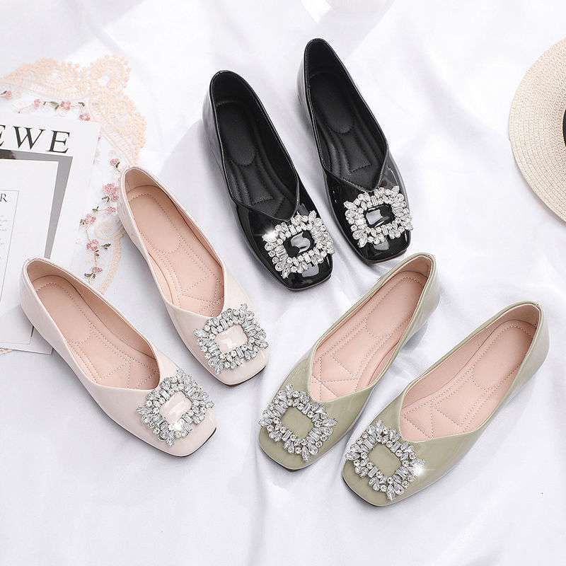 Large size women's shoes single shoes women's flat bottom versatile retro two wear foot cover lazy loafers grandma shoes four seasons bean shoes