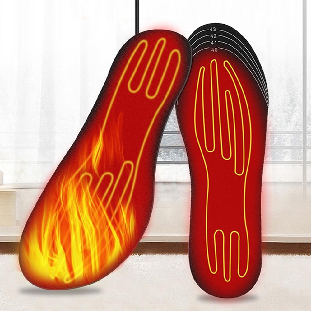 Heated Cuttable Insoles Rechargeable Foot Warmer 3 Heat Settings Cable Switch Control Temperature For Men Women