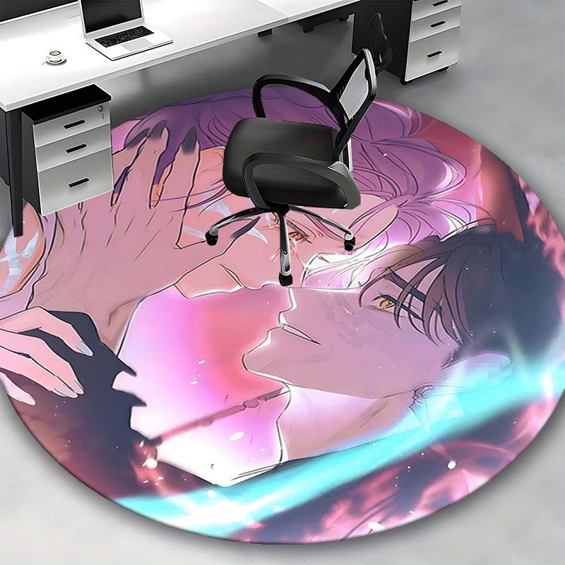1pc Anime Design Round Carpet - Office Chair Pad, Chair Mat