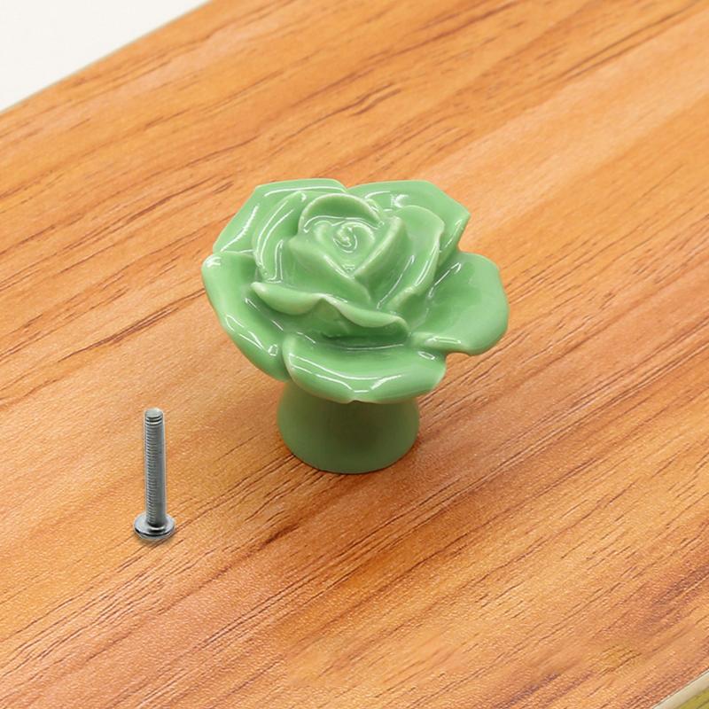 1PC Single Hole Handle Cartoon Cabinet Handles Modern Cupboard Pulls Minimalist Flower Rose Drawer Knobs Fashion