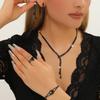 4PC Simple Necklace Earrings Bracelet Ring Set Sparkling Women's Fashion Jewelry Kit  Wedding