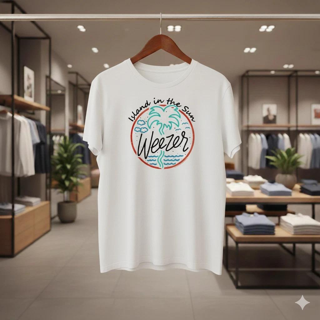 

Weezer Island In The Sun T-Shirt White Alternative Rock Band Tee - T779 XL
