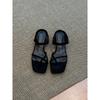 Simple casual cover toe with sandals summer square head slope heel outside wear cool slippers