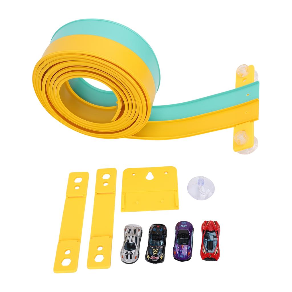 ible Race Car Track Rolls Up Portable   Track Racetrack Toy with 4 Cars for 3 To 10 Years Old Boys