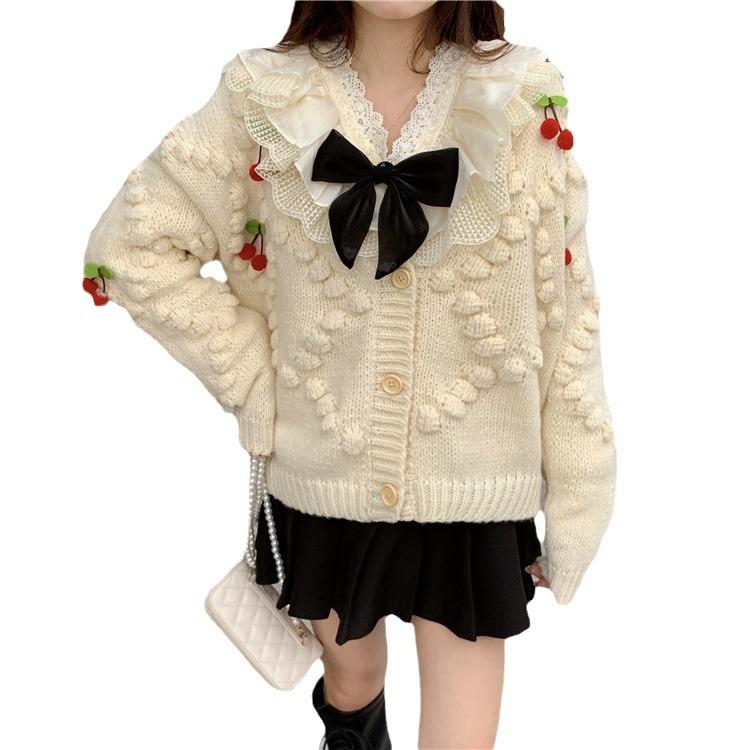 Sweet Lazy Style Loose Long Sleeve Knit Cardigan Top: Women's Sweater Coat for Spring Autumn Winter