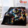 Neon American Football Player Print Flannel Blanket, Colorful Sports Throw for Bed Sofa Couch, Soft Cozy Lightweight Cover