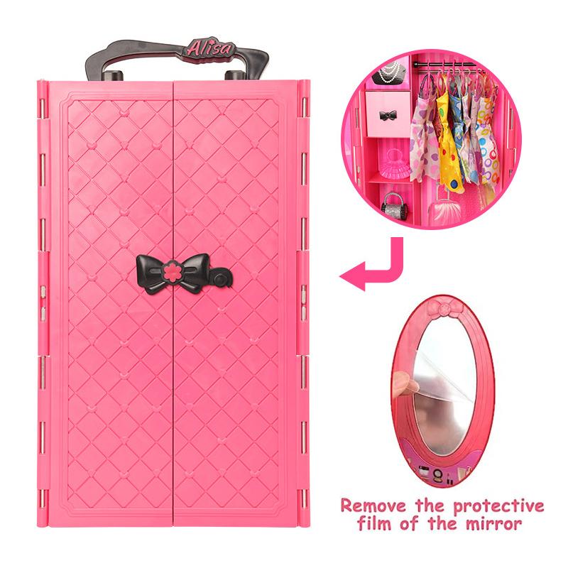 73pcs Set Doll Accessories Playsets Include Wardrobe Shoes Rack Evening Dress Fashion Top and Pants Necklace Christmas Gift Toy