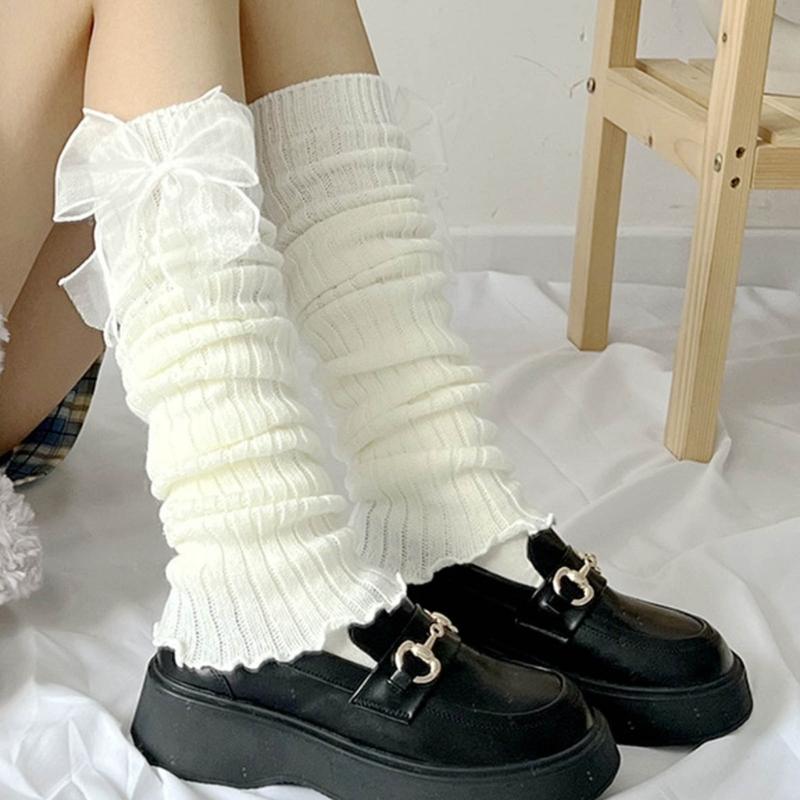 Womens Knee High Leg Warmer Socks Knitting Ankle High Bandage Leg Sleeve Boot Long Tube Knitted Leg Sleeve Calf Covers