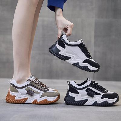 Mode Femmes Mode Baskets Chunky Femmes Automne Nouveau Lacets Décontracté Plateforme Chaussures de Sport Féminines Semelle Épaisse Talons Hauts Baskets