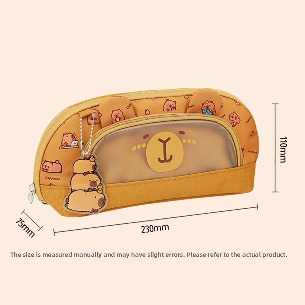 Cartoon Capibara Pencil Case Multi-layer Stationery Bag Kawaii Pencil Pouch School Supplies