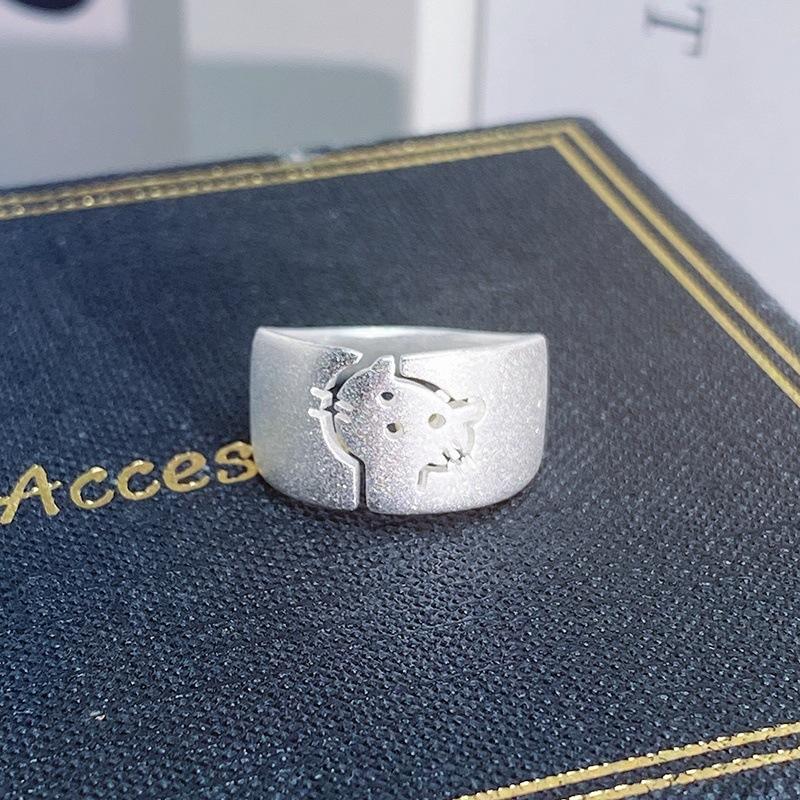 Матовое кольцо-котенок с открытой шинкой женское простое модное матовое кольцо на указательный палец Adjustable opening