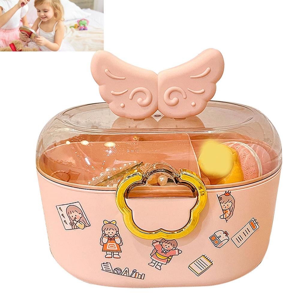 Children Cartoon Hair Accessories Box Dustproof Divided Large Capacity Hairpin with Lid for Kids