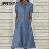 JPNTKY Moda Donna Estate Primavera Tinta Unita Stampa Manica Corta Collo POLO Abiti Casual