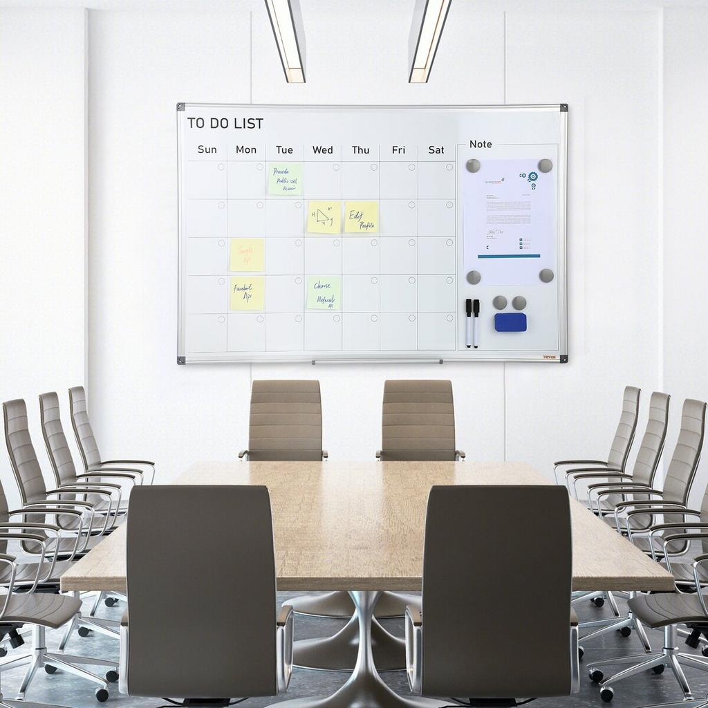 Calendar Whiteboard, 36 x 24 Inches Magnetic Dry Erase Calendar Board, Monthly Planner Whiteboard for Wall, 1 Magnetic Erase & 2 Dry Erase Marker &