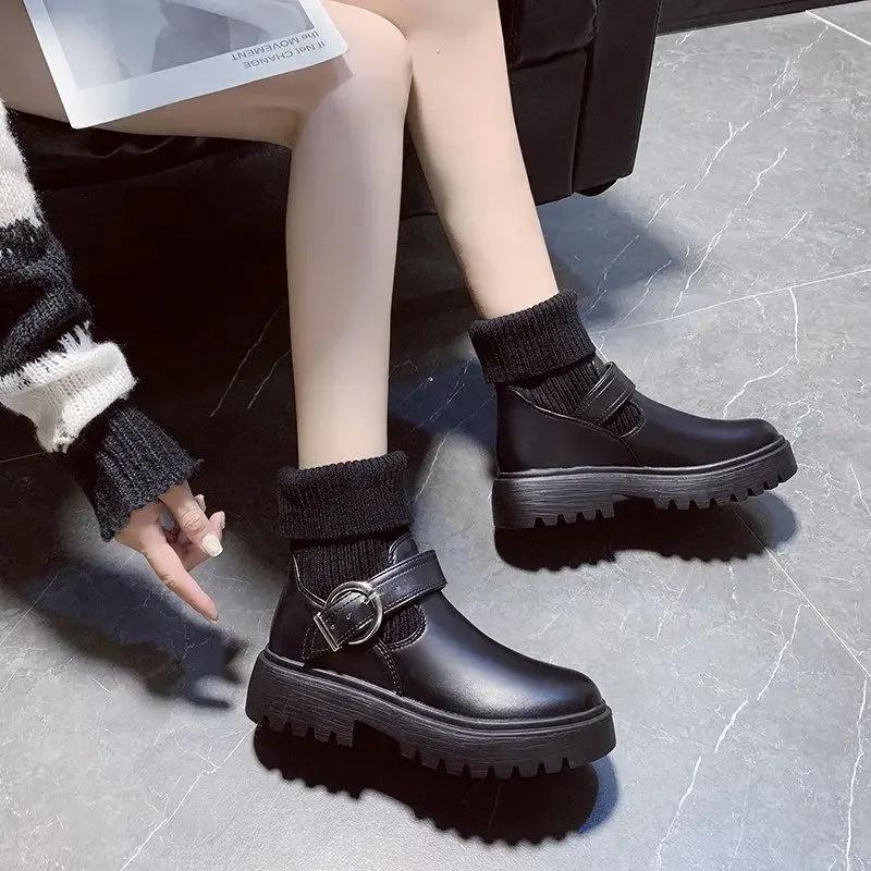 Fashion Winter 2024 Booties Autumn Woman Short Shoes Chunky Ankle Boots for Women Platform High Quality Boot On Offer Promotion Sale Pu