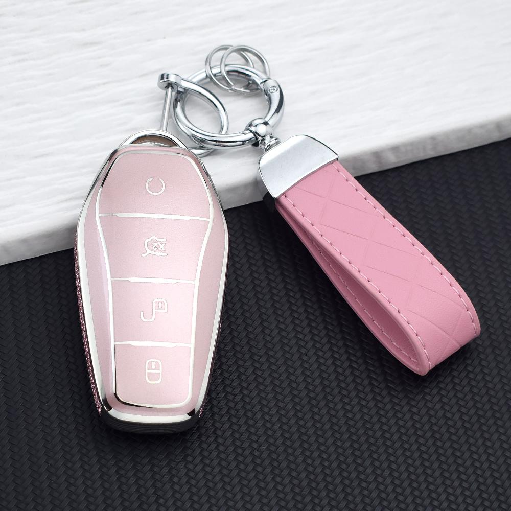 Beauty Pink Car Key Case For Byd Atto 3 Song Plus Seal Han Ev Dolphin Qin Plus U Dmi Anti-Scratch Soft Tpu Key Cover Protector