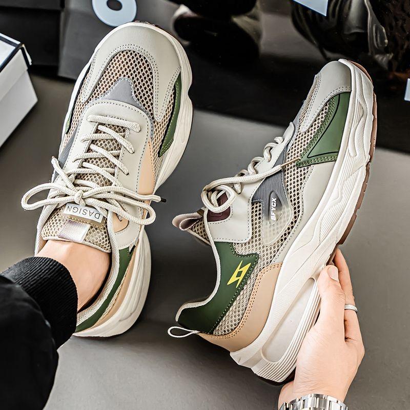 Men's Summer New Mesh Breathable Casual Shoes Fashionable and Versatile Thick Soled Anti Slip Running Sneakers 2025