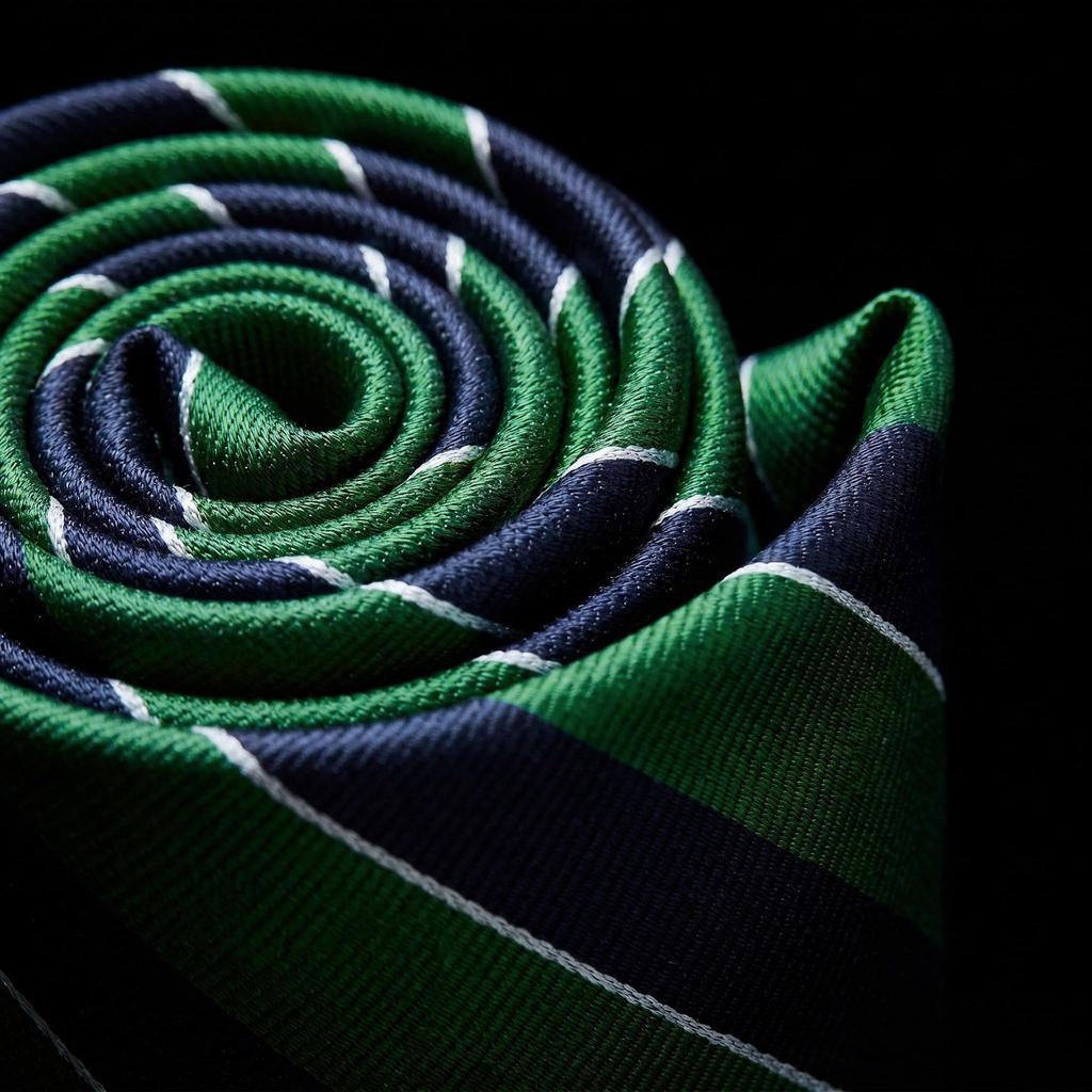[S&W SHLAX&WING] Men's Tie, Blue and Green Stripe, Skinny Fit