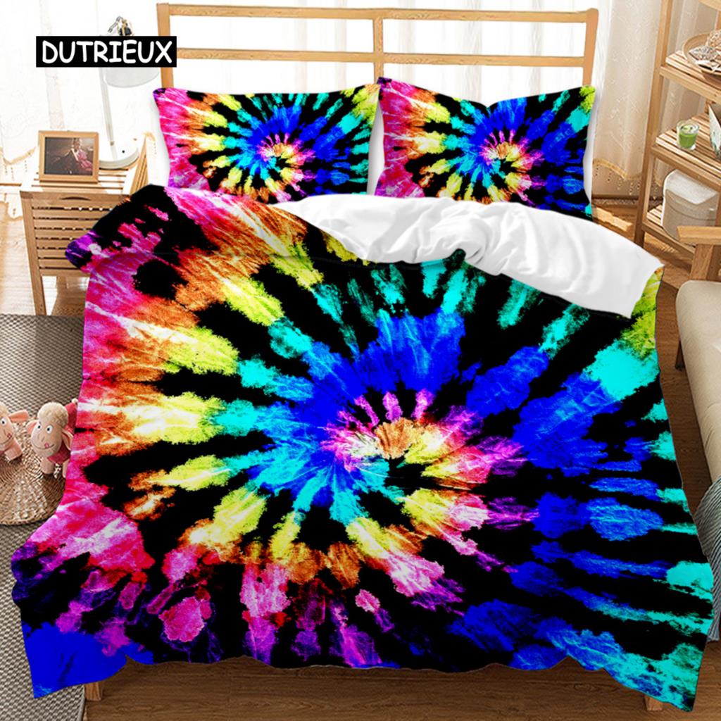 Boho Tie Dye Duvet Cover Set Hippie Bed Sets Blue Purple Colorful Twin Bedding Set Gypsy Queen King Size Polyester Qulit Cover