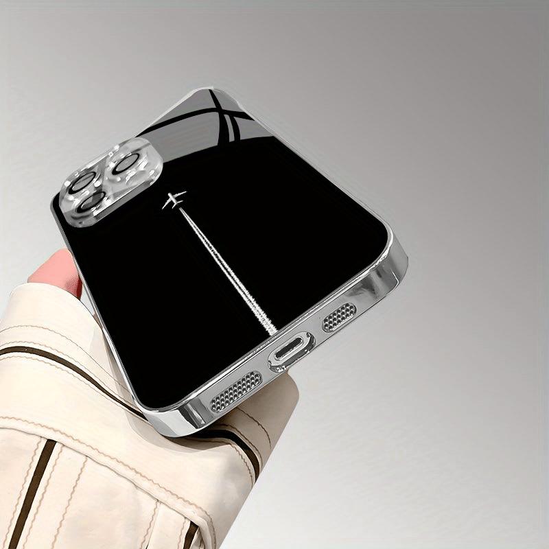 Fashionable and Minimalist Airplane Line Glass Phone Case Suitable for iPhone 17 16 15 14 13 12 11 Pro/Max/Plus Shockproof