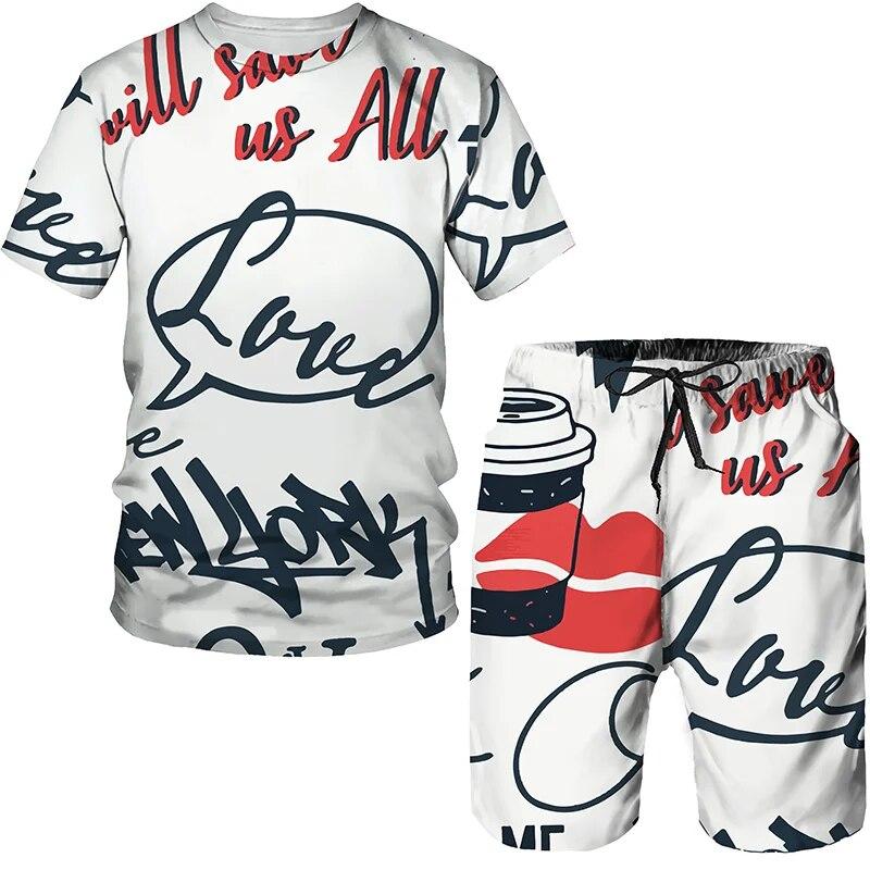 Newest Summer Men's T-shirts/shorts/sets / Casual Loose Oversized Top Couple Sportswear Hip Hop Streetwear Fashion Clothing Suit