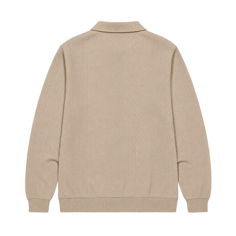 Men S Long Sleeve Pullover Polo Shirt Jacquard Texture Autumn Winter Sweatshirt