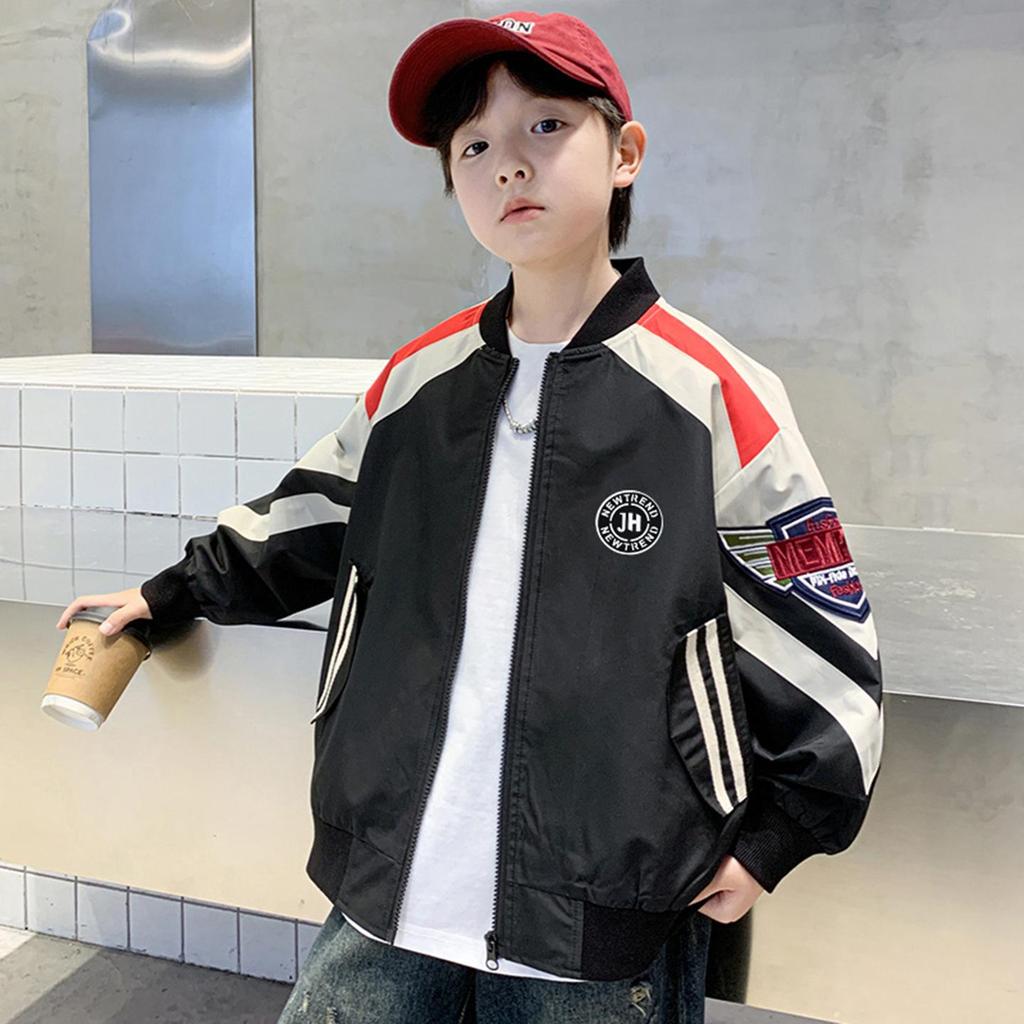 Boys' Trendy Spring & Autumn 2025 Baseball Jacket - Medium/Large Sizes