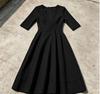 2024 High-End Autumn/Winter Sexy Deep V Short-Sleeved Mid-Length Dress