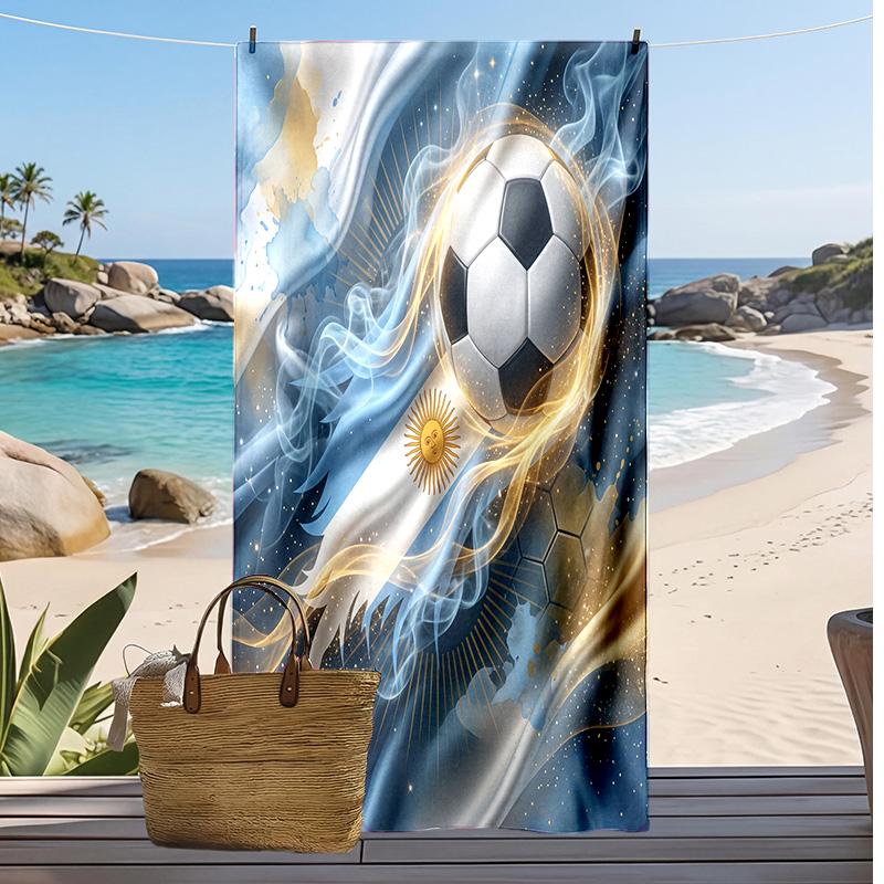 Asciugamano da Spiaggia Stampa Calcio Argentina Asciugatura Rapida Super Assorbente Morbido Asciugamano da Bagno per Nuoto Spiaggia Viaggio Souvenir Regalo per Fan