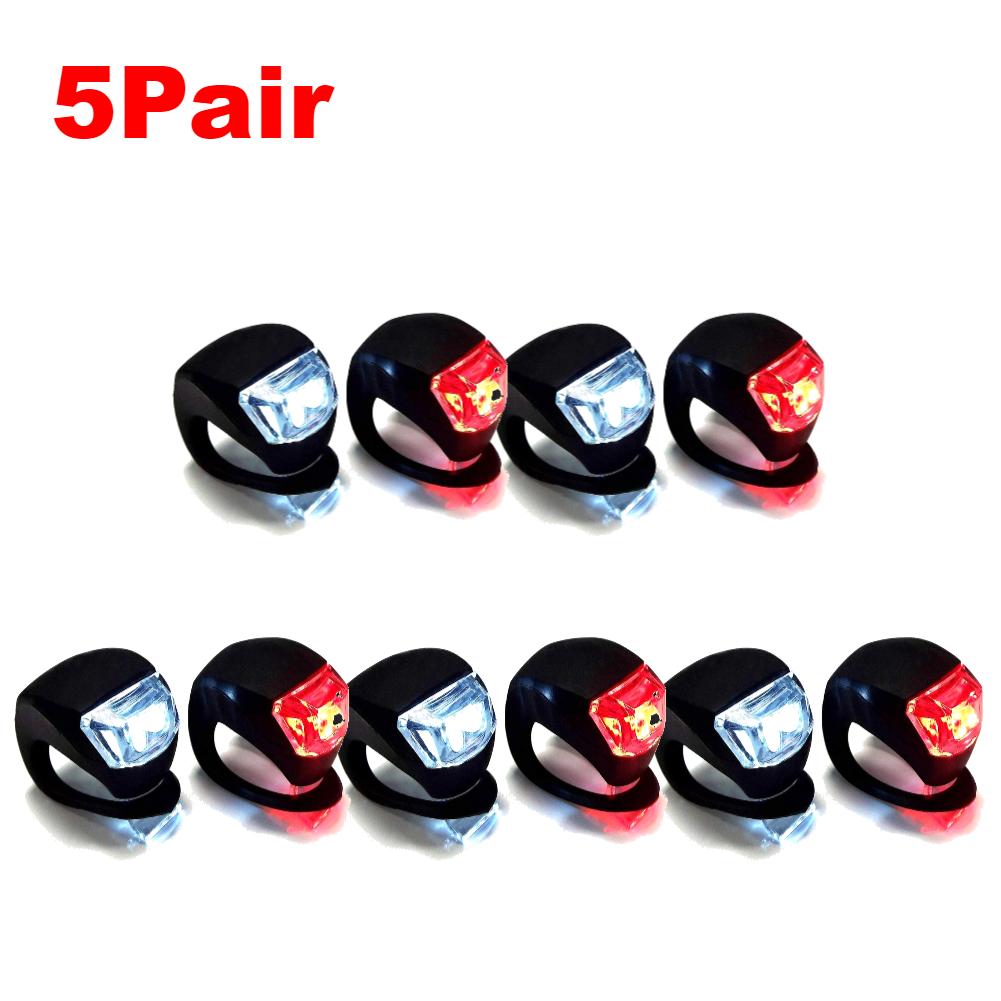 1-11Pairs LED Bike Light With 1 Modes Silicone Front Rear Light Waterproof Bicycle Flashlight Tail Lamp For Night Cycling Safety