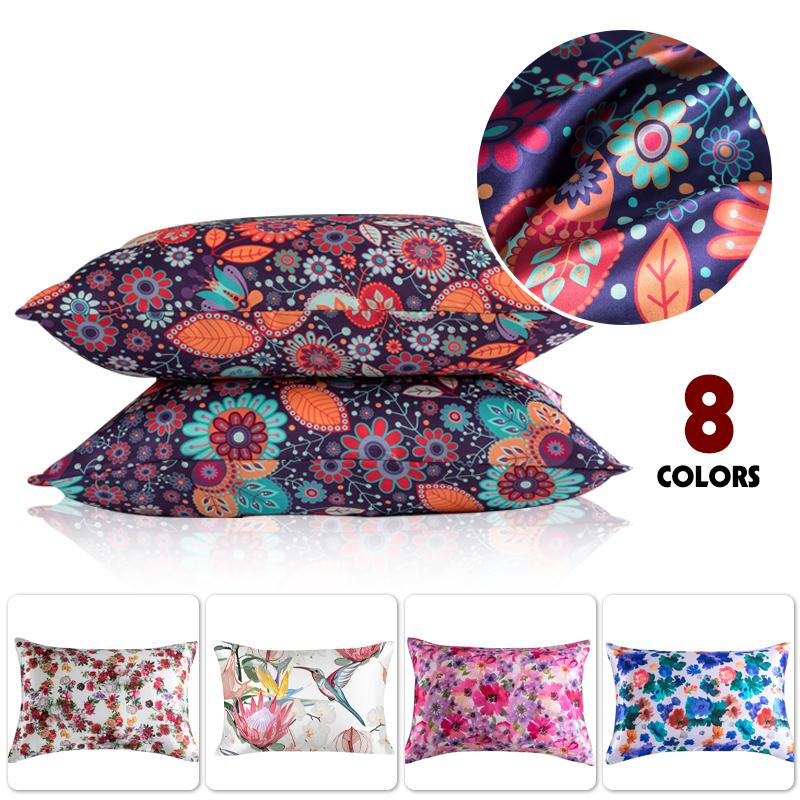 1Pcs Long Bedding Pillow Cover Satin Body Pillow Case Floral Printing Pillowcase King Queen Size