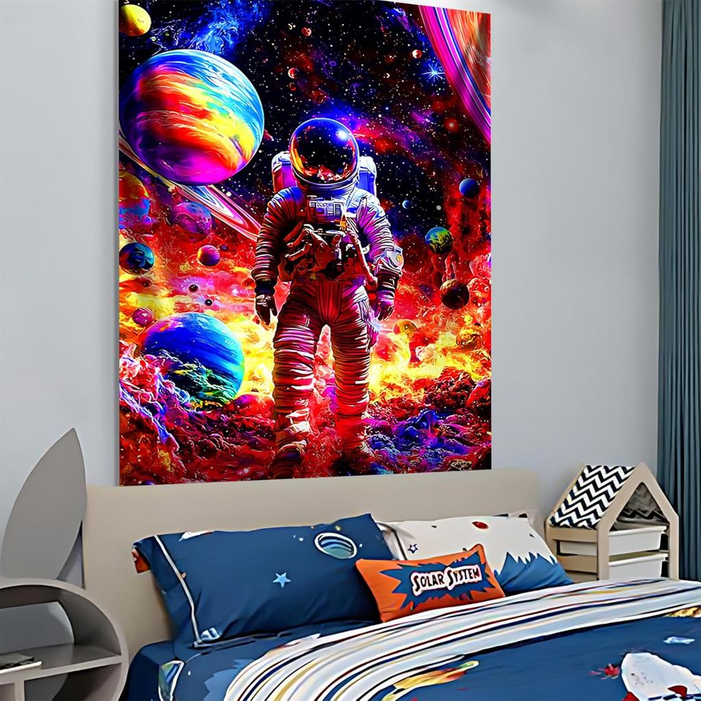 NYZE Astronaut Space Tapestry for Bedroom, Glow In the Dark Room Decor Wall Tapestries, Cool Galaxy Planet Wall Hanging, Wall Ha