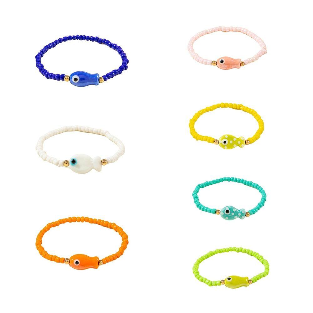 Vintage Sea Series Bohemian Ocean Bracelet Cute Wristband Fish Pendant Bracelet Colorful Beach Bangle Daily