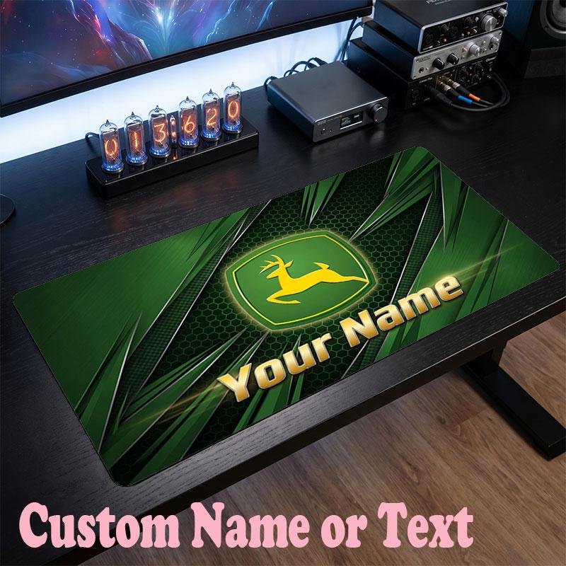 John Deere Benutzerdefinierter Name Text Mauspade, Große Schreibtisch-Mausmatte Personalisierte Home-Office-Geschenk