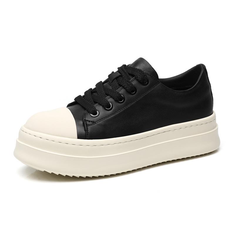 American big head black and white contrasting color first layer cowhide derby shoes cleanfit muffin board shoes platform RO high street tide shoes